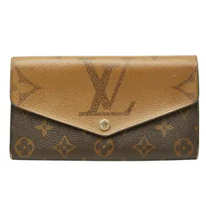 Pre-owned Louis Vuitton Canvas Small Leather Goods Monogram Giant Reverse Portefeuille Sarah Long Wallet
