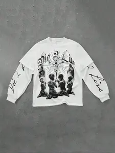 Men's Cartoon Graphic Print Knit Sweater, Round Neck Long Sleeve Sportswear, Perfect Gift for Friends, Husband, Boyfriend, Loose-Fitting Thick Fabric