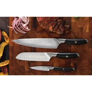 F.N. Sharp Damascus Steel 3 Knife Set