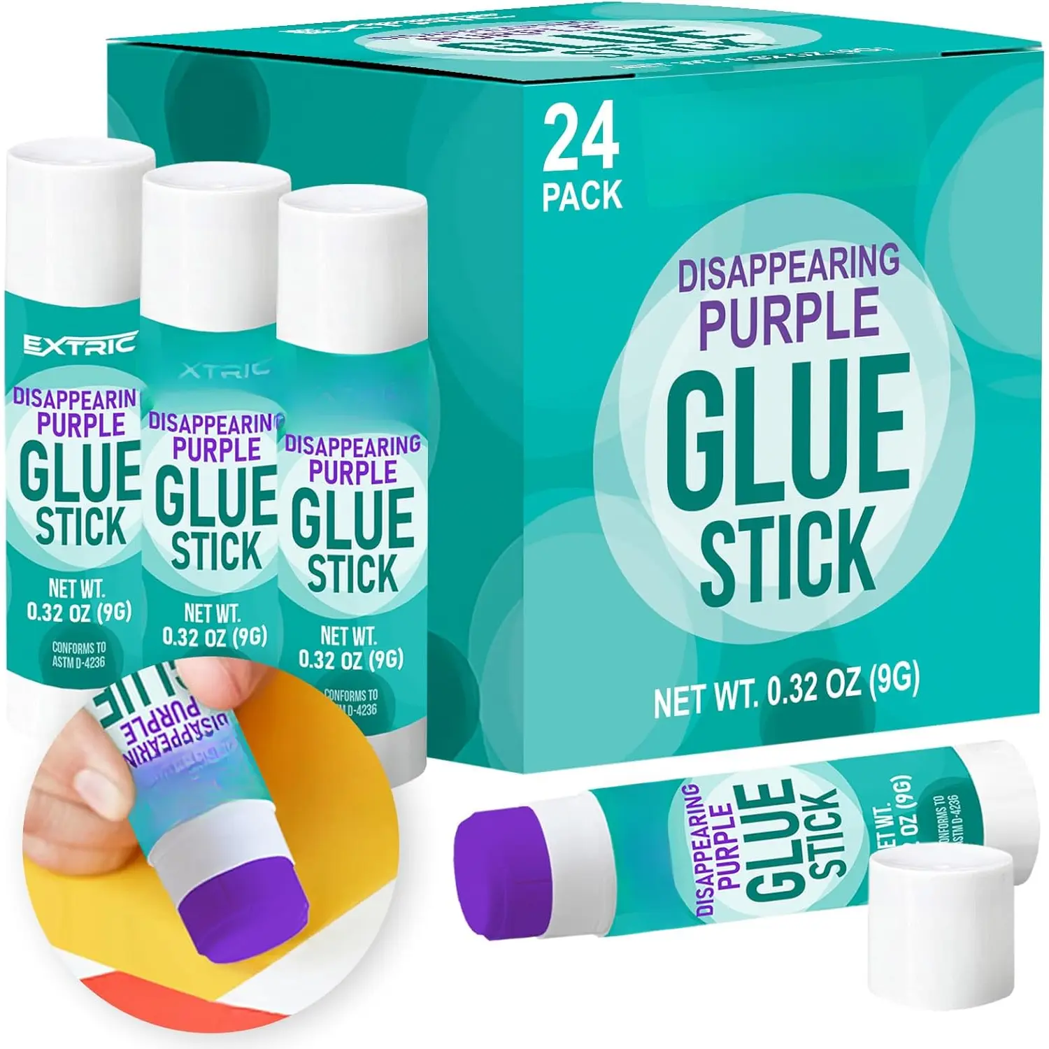 Glue Sticks Bulk Classroom, Purple Glue Sticks for  24 Count, 0.32 Ounce Washable, for , School and Home
