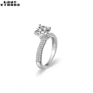 STUNNA LADY Round Palace Halo Diamond Engagement Ring, 925 Sterling Silver Wedding Band for Women, Four Claws Round White 2 CT Moissanite Rings for Women Wedding Band for Women with Certificate of Authenticity and Gift Box unique wedding
