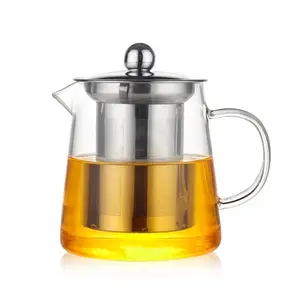 Thickened Heat-Resistant Glass Teapot, High-Temperature Resistant Tea Pot with Stainless Steel Filter for Herbal Tea