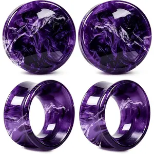 Ear Gauge 4 count Set (2 Hollow & 2 Solid): Lightweight  Ear Plugs for Daily Wear &  Expansion