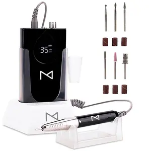 M Max - Professional Nail Drill Machine - 2-in-1 Brushless Motor Nail File - Electric, Cordless, Aluminium Alloy Casing, 35000 RPM, HD Display - Perfect for Salon & Home Use (Black)
