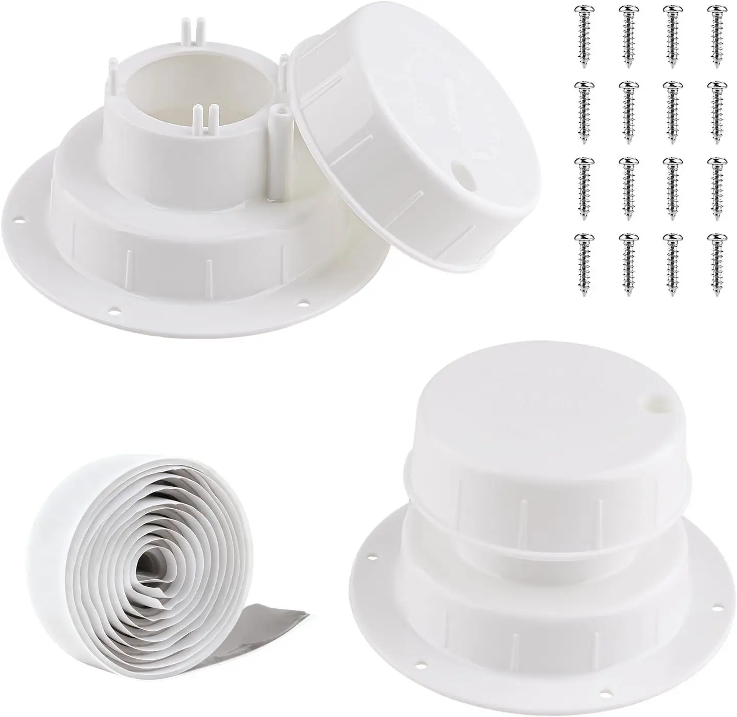 RV Plumbing Vent Covers with Screws, 2 Pack for 1 to 2-3/8 Inch Pipe