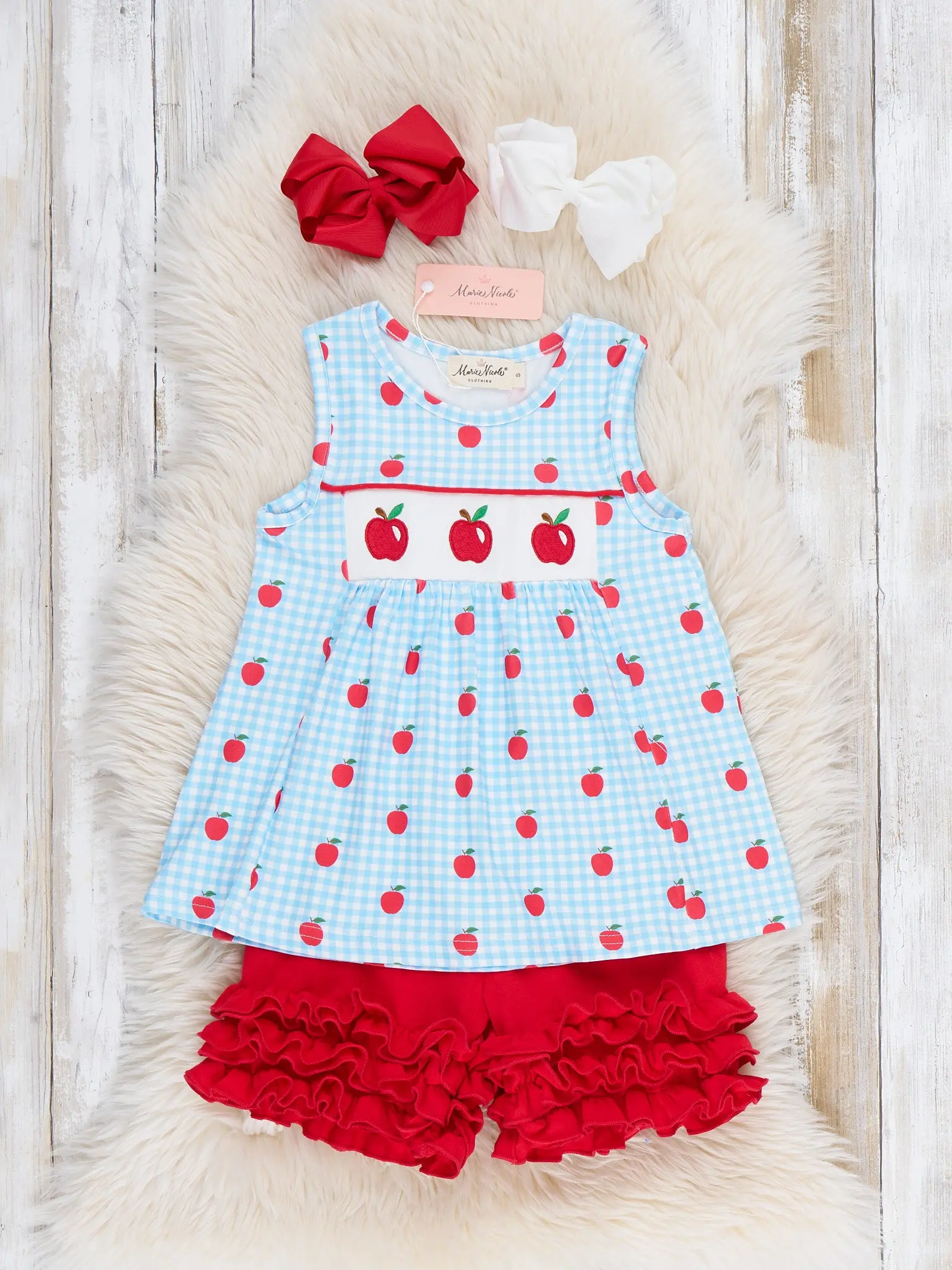 Apple Grove Embroidered Gingham Outfit