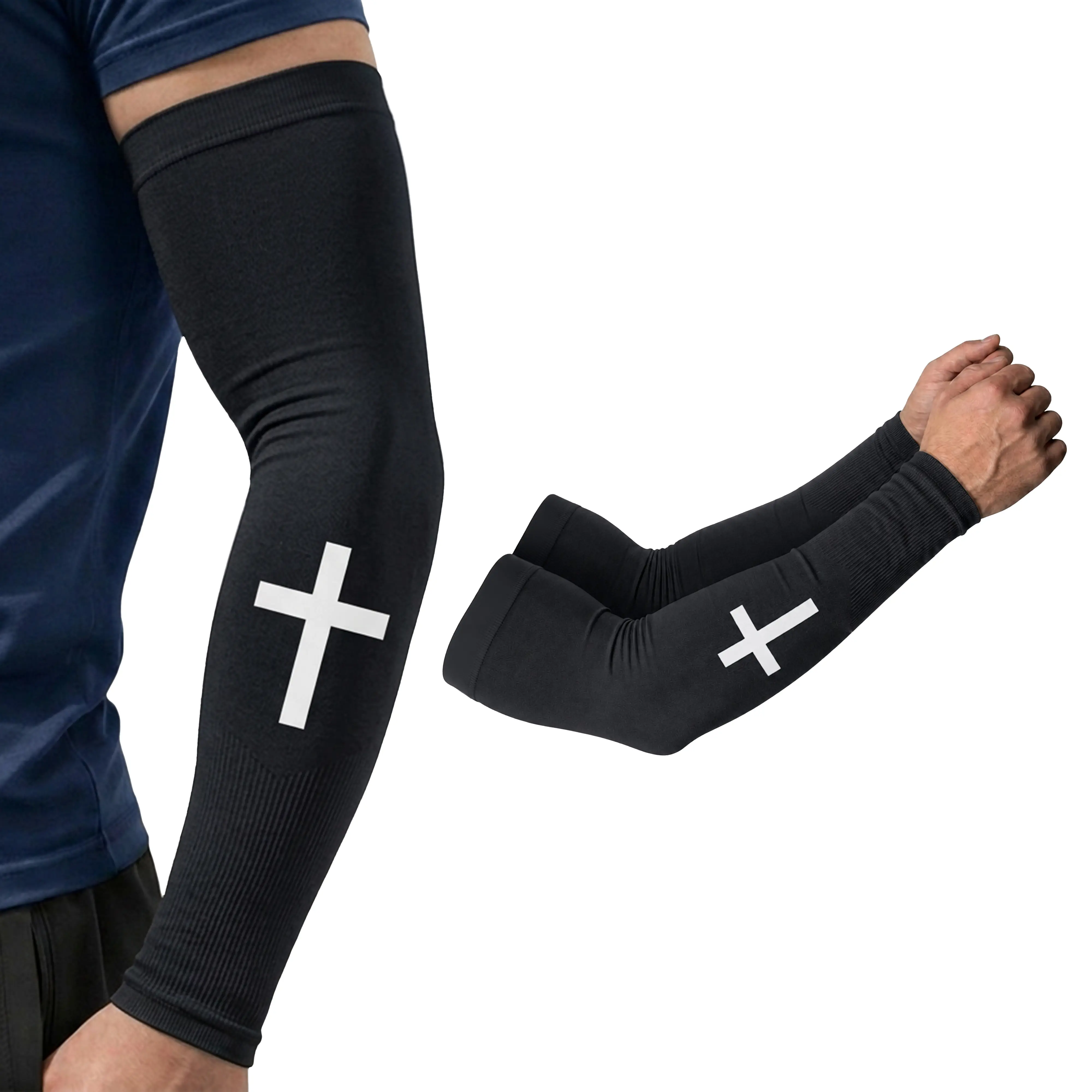 ARMORAY Faith Series Arm Sleeves for Men & Women, Christian Cross Designs, Cooling Tattoo Cover Up with UPF 50+ UV Protection, Elastic Full Forearm Sports Sleeves