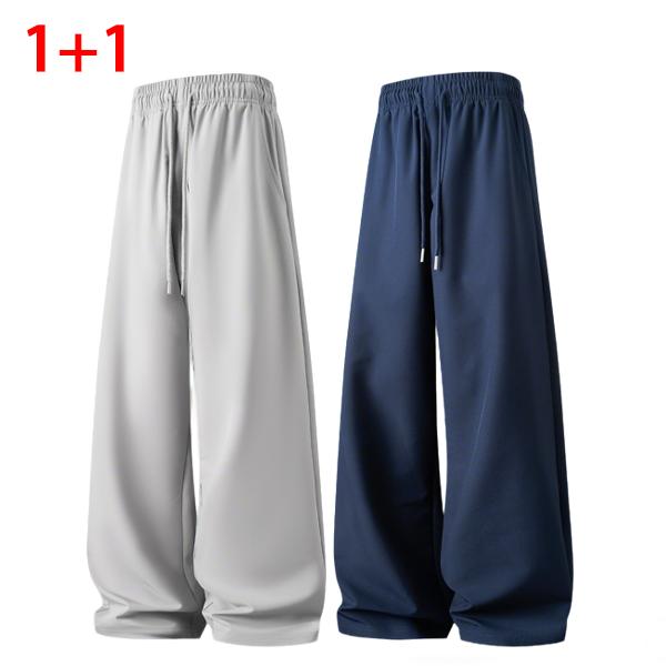 2PACK Men's Oversized Wide Leg Pants  Trendy Drawstring Casual Trousers, Comfy Summer Streetwear & Lounge Pants