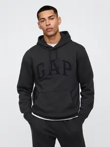 Unisex Adult Relaxed Gap Logo Hoodie - Black Moonless Night