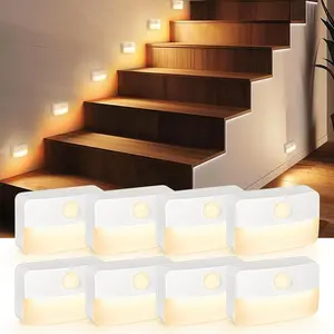 8 Pack Motion Sensor Stair Light for Indoor,  Operated Closet Lights,  Stick  Anywhere Hallway Lamp, Portable Led Night Lamps for Bedroom Under Cabinet Kitchen