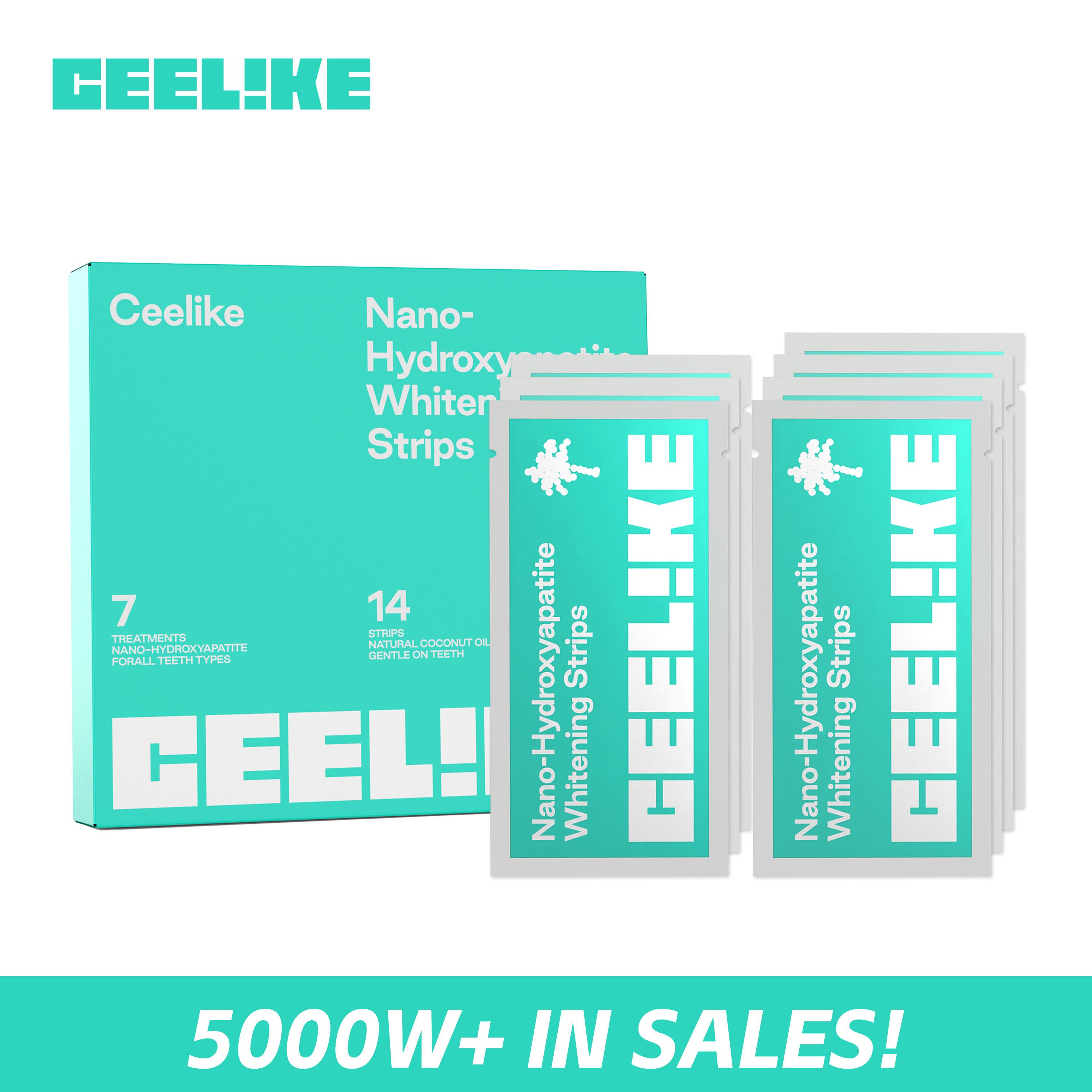 Ceelike 7-Day Teeth Brightener Strips for Adults, Enamel-Safe Hydroxyapatite Oral Care Teeth Whitener, Non-Sensitive Coconut-Infused Selfcare Product for Refreshedlook