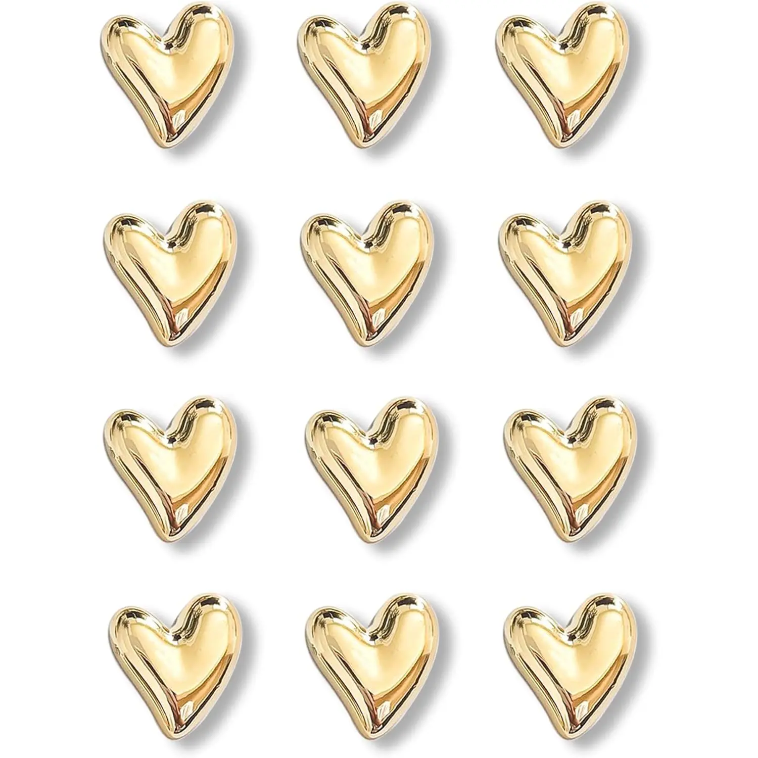 18-Piece Cute Heart Shape Magnetic Decor Set, Gold Fridge Magnets for Home Kitchen, Office Whiteboards