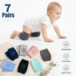 Pack of 7 pairs, baby knee pads, simple solid-color basic style, non-slip, moderate thickness, suitable for all seasons, unisex.