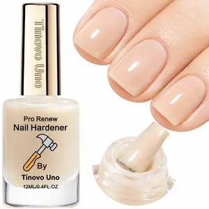 Tinovo Uno 3PCS Natural Beige Nail Hardener Treatment - Fast-Drying High-Quality Formula, Boosts Strength, Brightens, Delivers Natural Shine, Nail Care