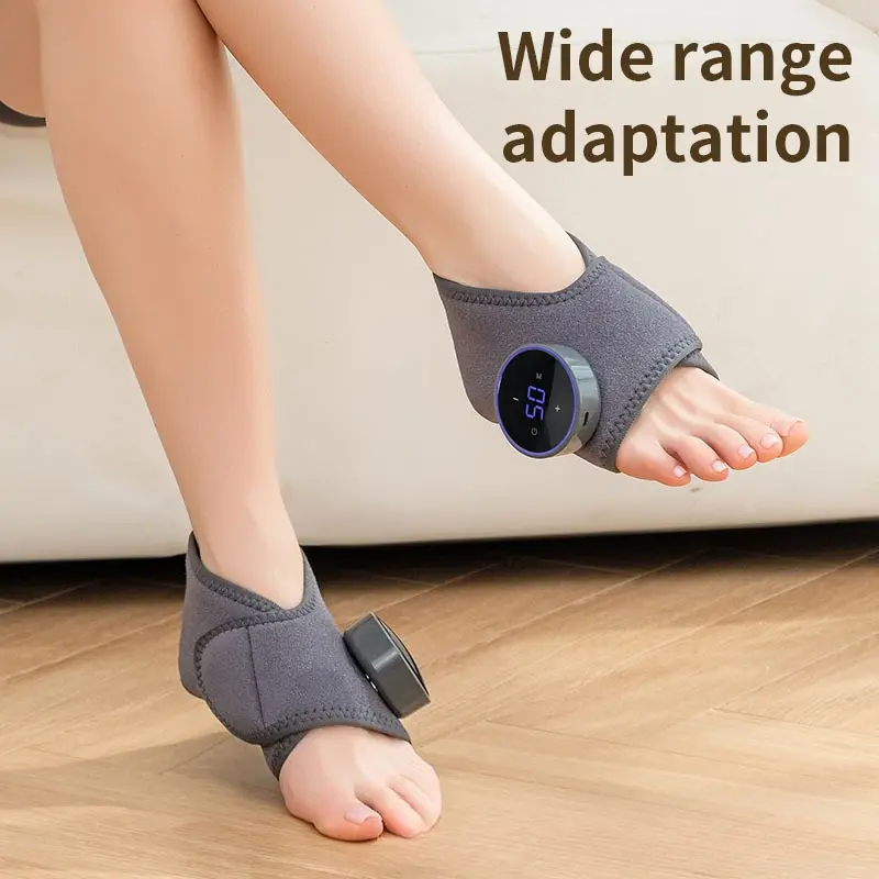 Wireless Heated Ankle Massager with Hot Compress, Adjustable Therapy for Pain Relief and Comfort, Foot Joint Protection, Grey, Massage Device, Heating Pad, Leg and Foot Supports