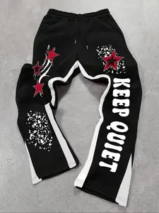 Men's Letter & Star Print Drawstring Waist Sweatpants, Casual Regular Fit Pocket Jogger Pants for Daily Wear, Men's Trousers for All Seasons