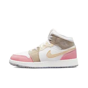 Nike Air Jordan 1 Mid SE GS Pastel Grind Youth / Women’s Perfect Shoe Fashion Footwear Walking Sneakers Casual Girl