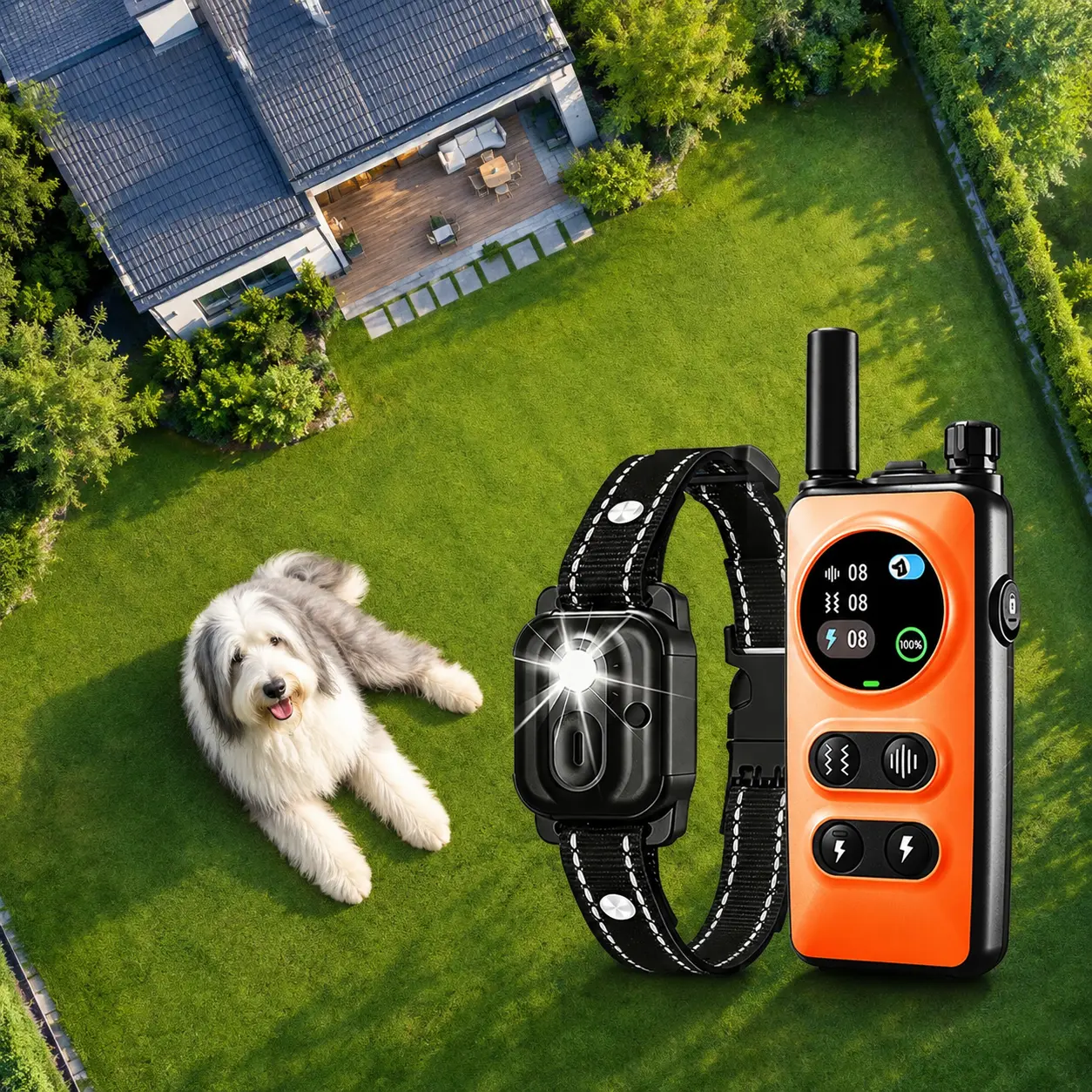 【2026 Super】Dog Shock Collar, Electronic Dog Shock Collar with Shock, Beep, Vibration, Dog Training Collar with Remote, Light, Waterproof Rechargeable, 3300ft Dog e-Collar for Small Medium Large Dogs