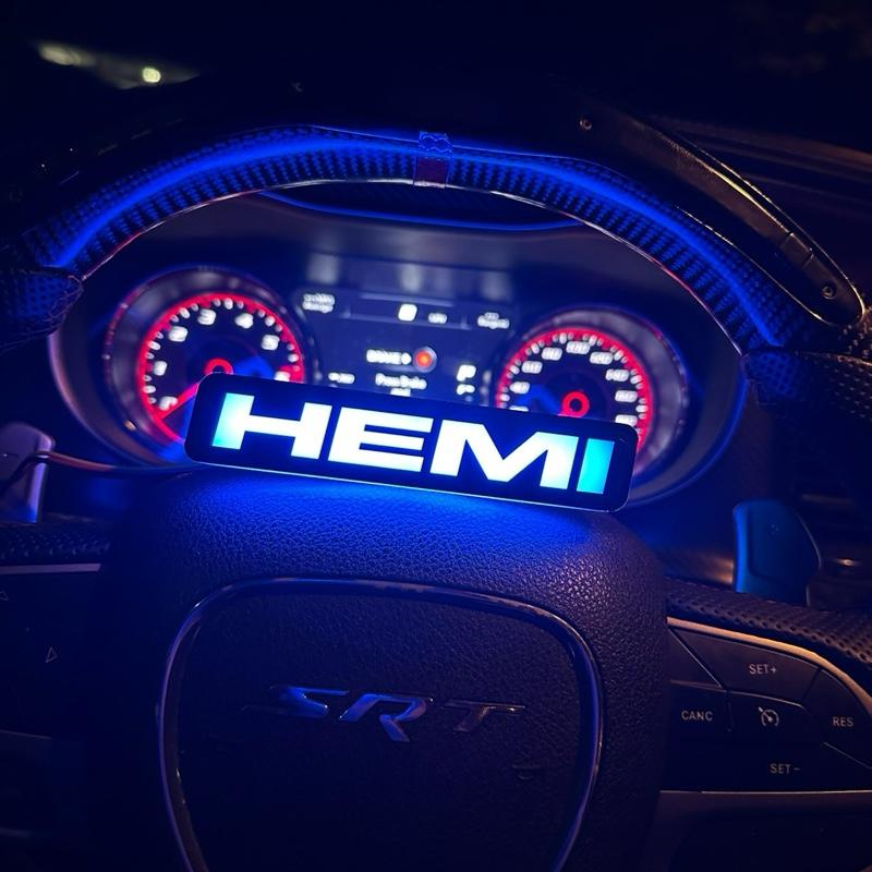 Hemi LED Emblem Badge for Front Grille - Illuminated Design for Enhanced Visibility and Style