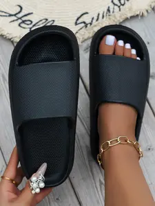 Women's Plain Color Slides, Casual Comfortable Non-slip Slippers for Indoor Outdoor Beach, Lightweight Soft Slippers for Daily Wear, Anti Slip Slippers