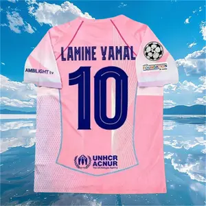 25 26 Barca Pink Yamal 10 Short sleeve Soccer jersey