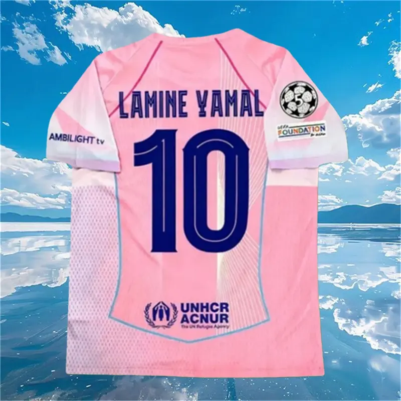25 26 Barca Pink Yamal 10 Short sleeve Soccer jersey