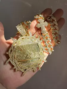 Rhinestone Decorated Pendant Necklace, Hip Hop Style Jewelry for Party, Daily Clothing Decor, Trendy All-match & Exquisite Jewelry for Birthday Gift