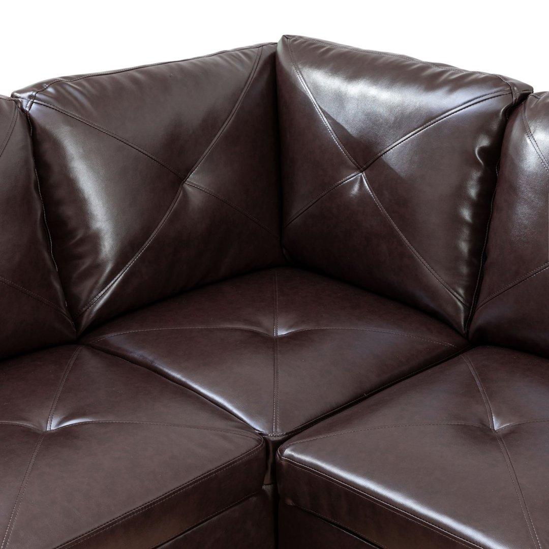 Brown Faux Leather 3-Piece Couch Living Room Sofa Set