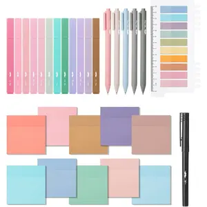 - Aesthetic Book Annotation Kit, 38 count, 12 No Bleed Aesthetic Highlighters, 5 Gel s Black Ink, 700 Transparent Sticky Notes & Tabs for Study,  Journaling, Planner,  Day