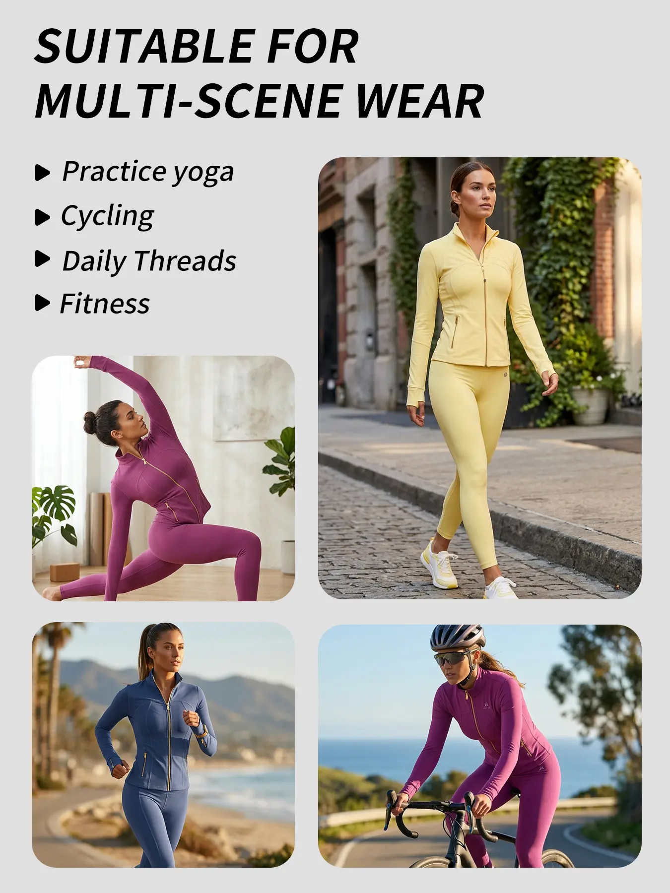 【Gold-Color zipper】Soft Brushed Women's Sporty Jacket, 25'' Inseam Leggings. Gold-Color zipper Jacket with Pockets, Yoga Pants, Thumbholes Design, Casual Wear for Women Sweat Suit Active Dresse Set Try it,travel essentials,camping essentials tiktokshopbac