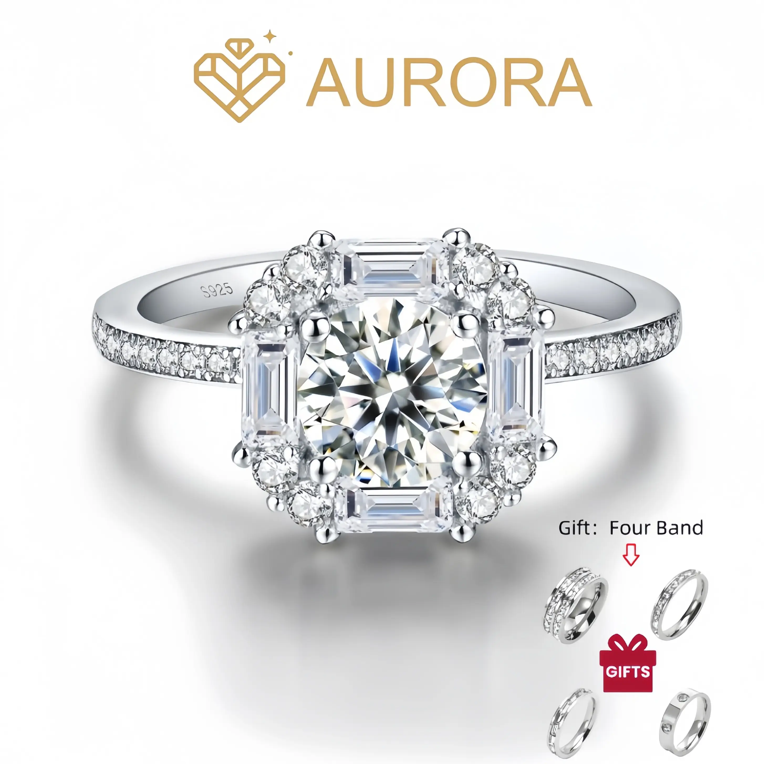 【#06 Ice Sugar】Moissanite ring 925 sterling silver Engagement Anniversary Jewelry Synthetic Moissanite