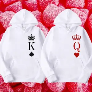 Matching Couple Hooded Sweatshirt with Sublimation - King and Queen  -Clothing Comfort Love