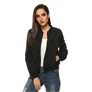 HAODUOYI Womens Classic Quilted Jacket Short Bomber Jacket Coat Womenswear Fit