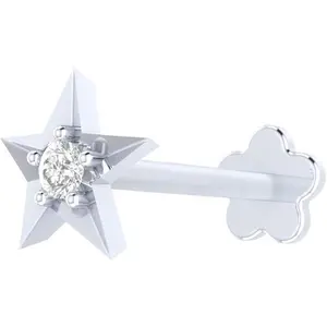 in  Shaped Nose Stud in 14K White  - Internally Threaded 8MM Screw , , Versatile Nose Pin, Lip Labret, Monroe Ring.
