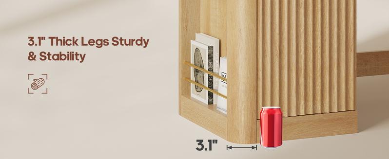 Sikaic 51.2 Inches Fluted Makeup Vanity with Mirror and Lights Modern Wood Dresser