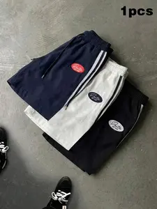 Men's American Casual Pants Letter Print Design, Summer Thin Sportswear, Lightweight Shorts, Loose Fit Short Shorts, Trendy Brand