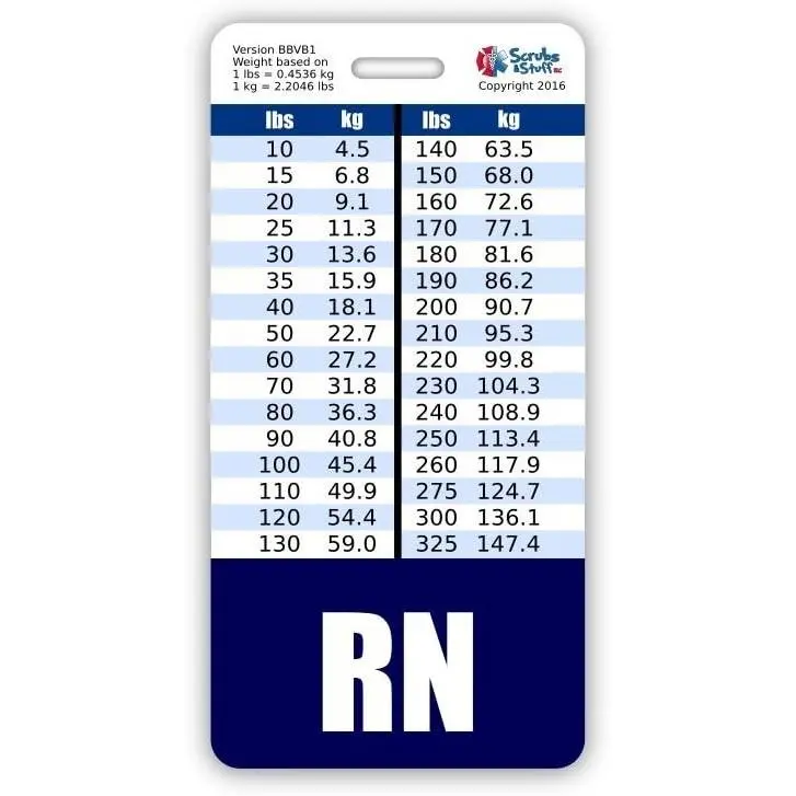 Badge Buddy Vertical w/Height & Weight Conversion Charts (Navy Blue)