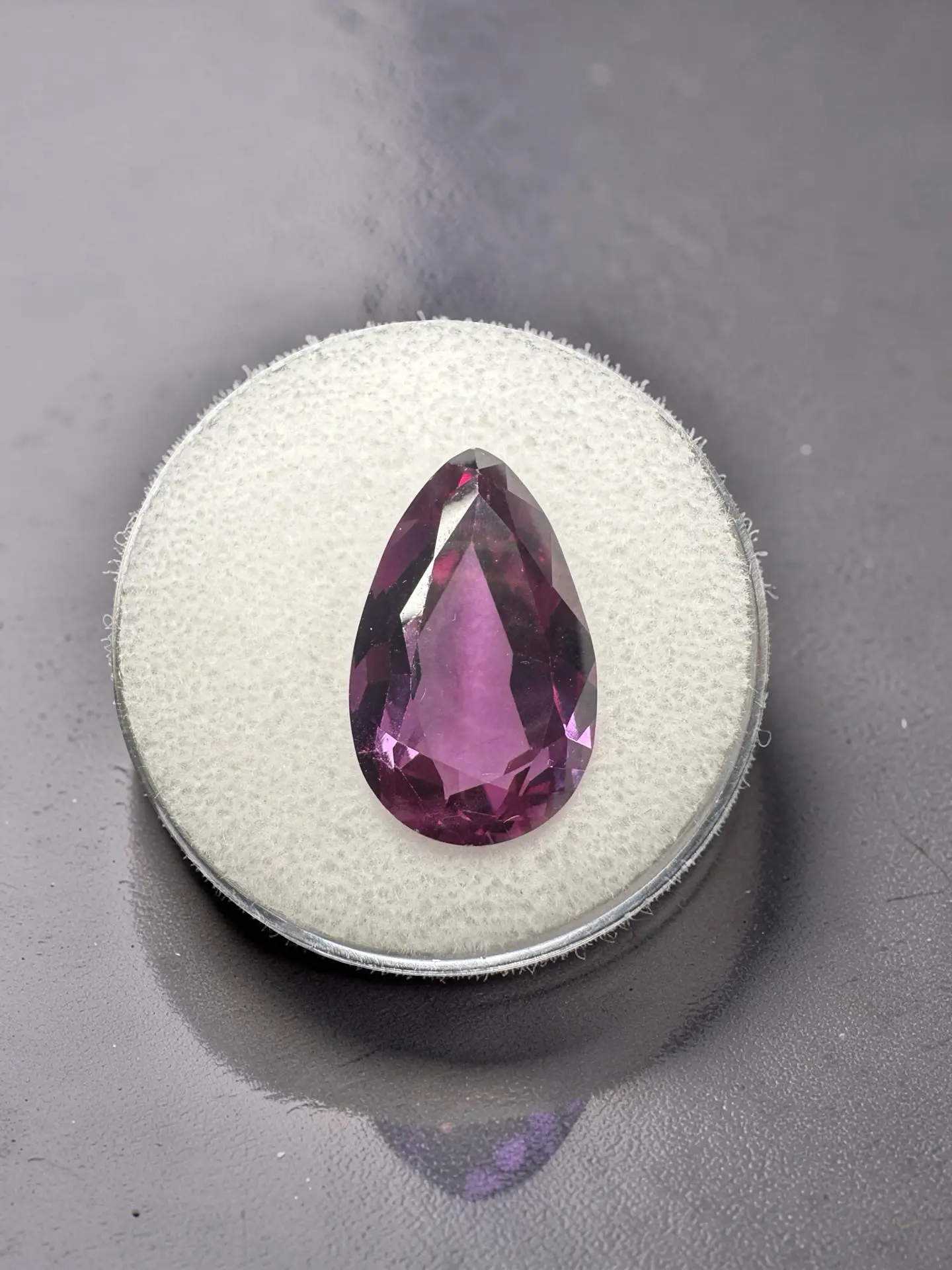 15.5 ct Lab Created Alexandrite Faceted Gemstone | Pear Cut Color Change Loose Stone for Jewelry Making