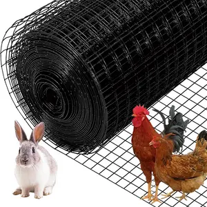36in x 100ft Black Hardware Cloth 1/2 inch 19Ga PVC Coated Wire Mesh Vinyl Coated Fence, Welded Metal Chicken Wire Fencing Roll, Garden Plant Fencing, for Chicken Coop and Home Improvement