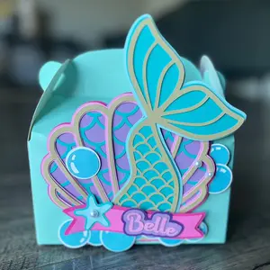 Mermaid gable box for birthday set of 6 birthday goody boxes handmade