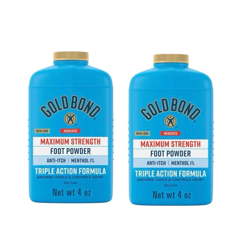 Gold Bond Foot Powder 4 oz., Maximum Strength Odor Control & Itch Relief Pack of 2