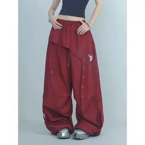 Y2K Streetwear Cargo Pants Women High Waist Baggy Patchwork Parachute Pants  Hip Hop All Match Ribbon Jazz Dance Sweatpants Womenswear Bottom linen pants baggy sweatpants Trouser Basic linen pants baggy sweatpants Casual Green