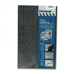Chartpak 01130 Press-On Self-Adhesive Vinyl Numbers - Black, 1 Sheet with 44 Numbers, Suitable for Outdoors/Indoors Signs, Sticks to Most Clean Surfaces