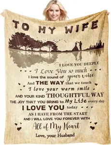 for Wife to My Wife Blanket for Wife Birthday Wedding Gift for Her Ideas Valentines Day Wife Gift from Husband Throw Blanket