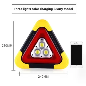 Car Tripod Mount Triangle Warning Sign Auto Light-up Tripod for Parking Reflective Solar Emergency Light