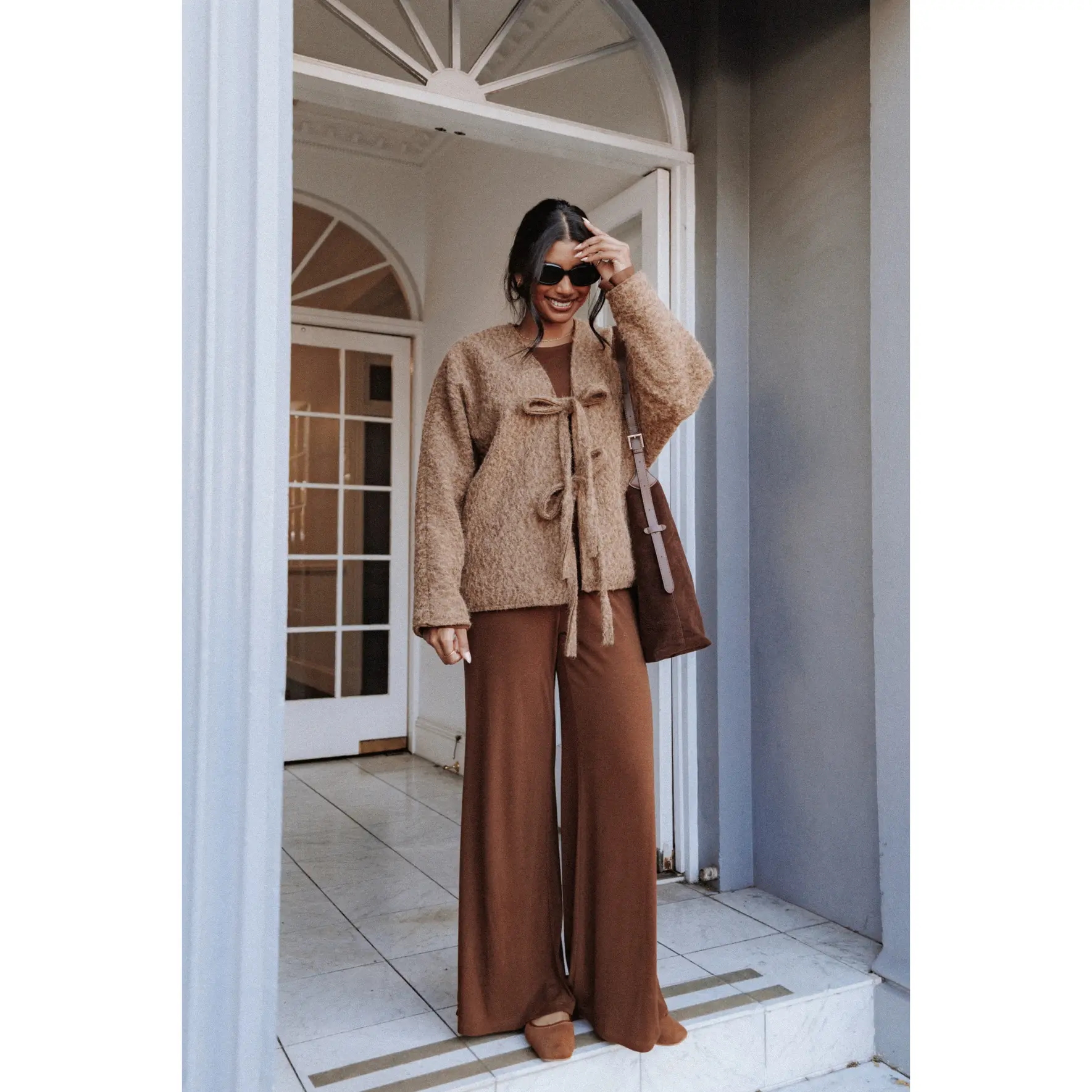 Kimmy Bow Oversized Cardigan - Moss
