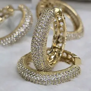 # 0159 Elegant Gold-Tone Pave Diamond Bangle Bracelet Set for Women - Sparkling Rhinestone Jewelry for Special Occasions