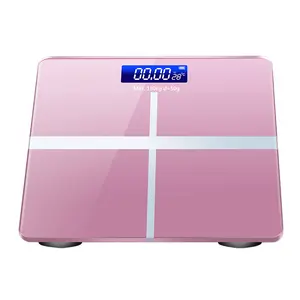 Weighing Scale Weight Scale, Body Weight Scale, Toughened Glass, Bathroom Scale with Temperature, 180Kg, Pink
