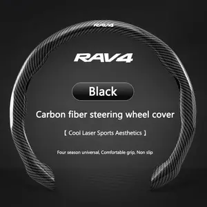 38cm General Integrated Car Steering Wheel Cover Carbon Fiber Sports Non-slip Protection Cover For Toyota Rav4 Prado Corolla CHR Hilux Previa Avensis Camry Steering Wheel Protector