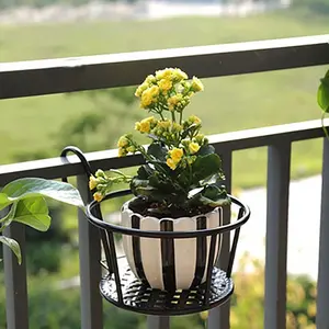 European Style Balcony Iron Flower Stand Outdoor Hanging Potted Plant Flower Pot Rack Window Hanging Suspension Rack Basket Does not apply Hangable Organiser